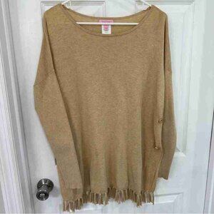 Lilly Pulitzer Tan Fringe Sweater Size Small